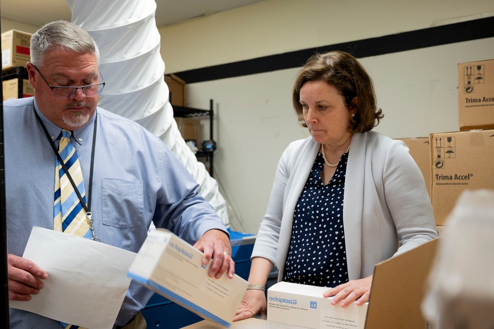 Operational Medical Systems Team inspects a shipment of Freeze-Dried Plasma