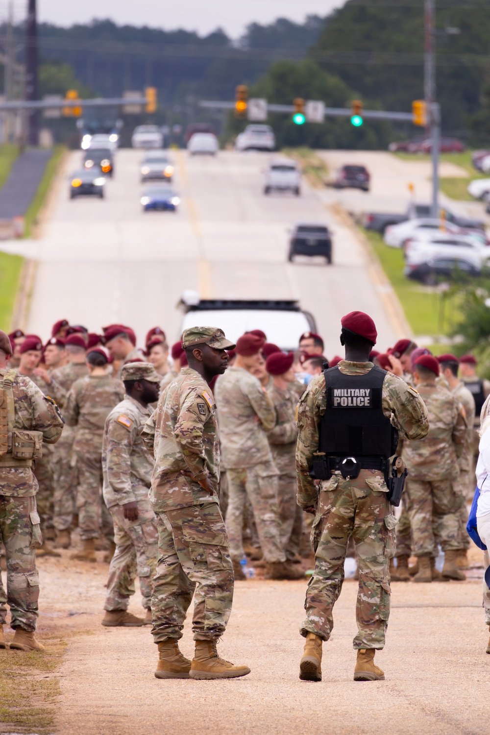 Soldiers line up to see President Donald J. Trump