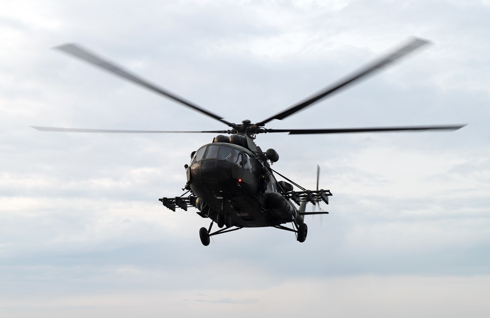 MI-17 Polish Special Operations Squadron Helo Conducts Deck Landing Qualifications (DLQs)