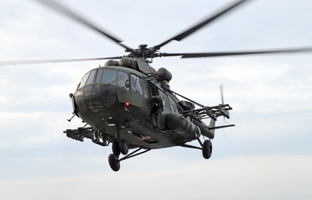 MI-17 Polish Special Operations Squadron Helo Conducts Deck Landing Qualifications (DLQs)