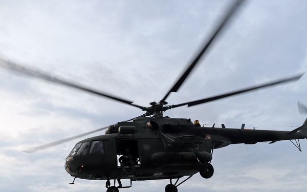 MI-17 Polish Special Operations Squadron Helo Conducts Deck Landing Qualifications (DLQs)