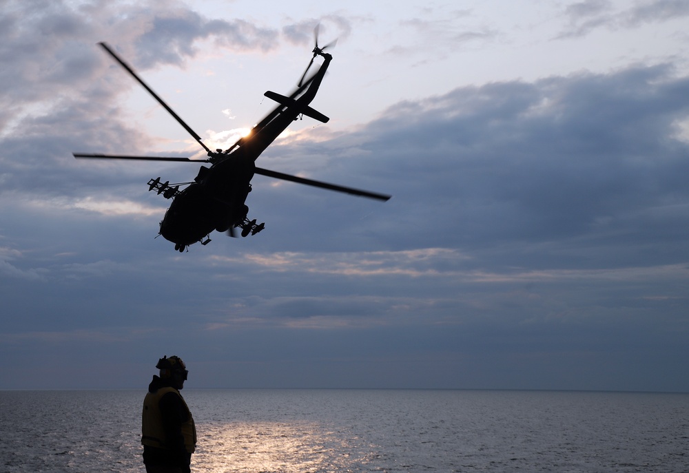 MI-17 Polish Special Operations Squadron Helo Conducts Deck Landing Qualifications (DLQs)