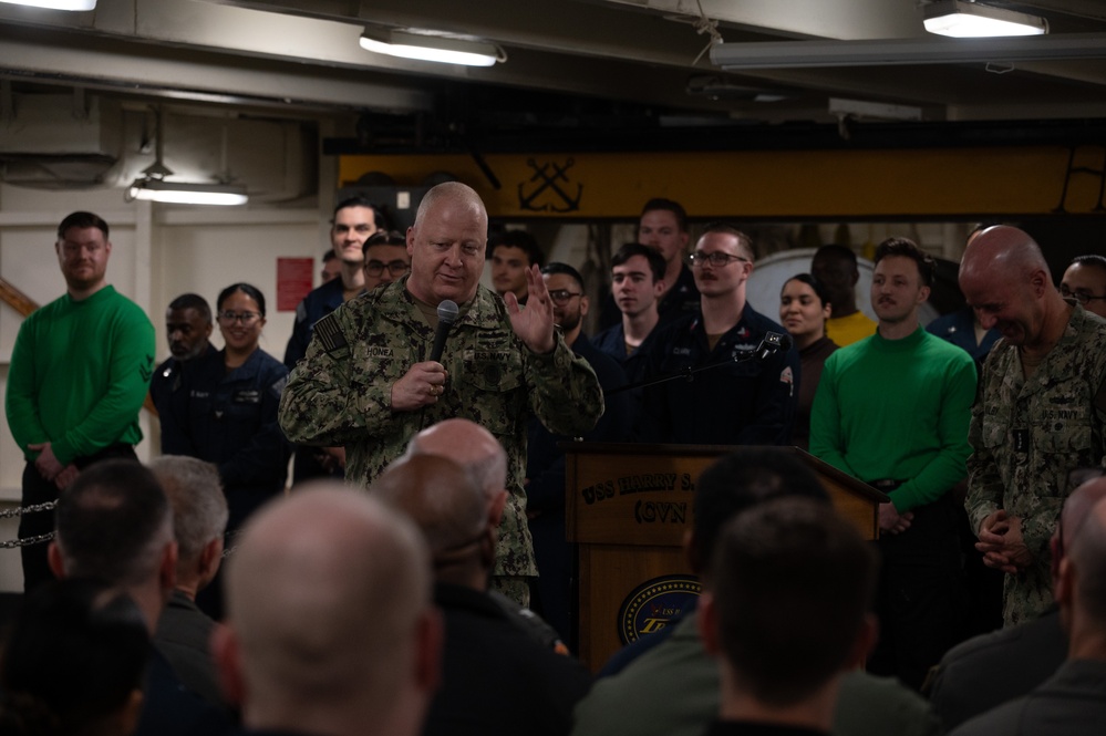 Admiral Kilby and MCPON Honea Visit Harry S. Truman Strike Group