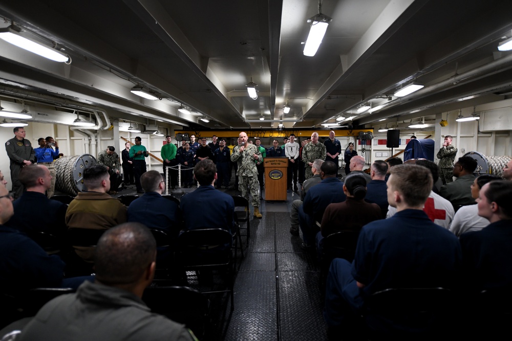 Admiral Kilby and MCPON Honea Visit Harry S. Truman Strike Group