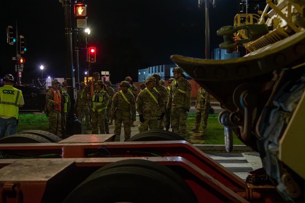 U.S. Army vehicles staged at the West Potomac Park Waterfront