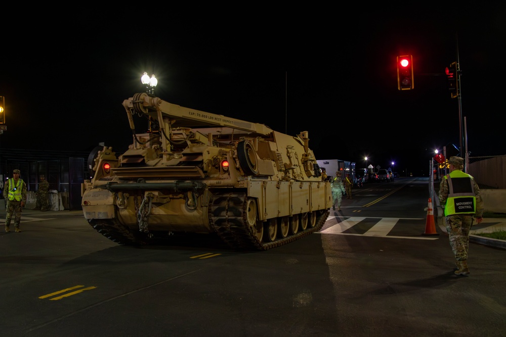 U.S. Army vehicles staged at the West Potomac Park Waterfront