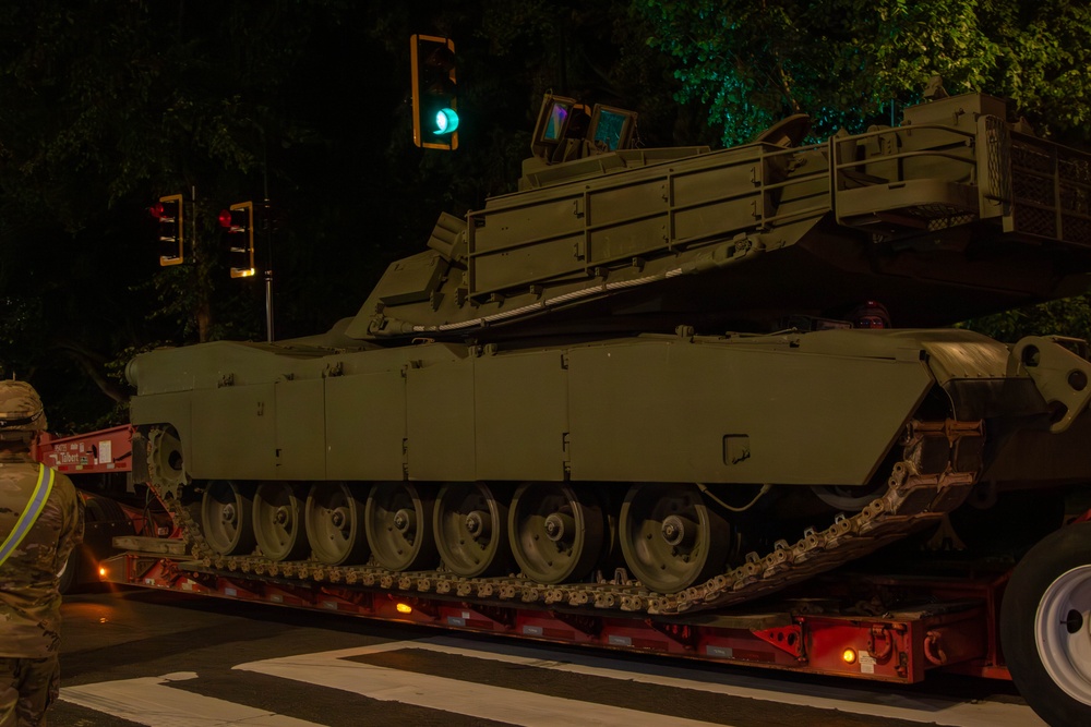 U.S. Army vehicles staged at the West Potomac Park Waterfront