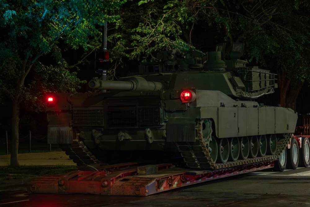 U.S. Army vehicles staged at the West Potomac Park Waterfront