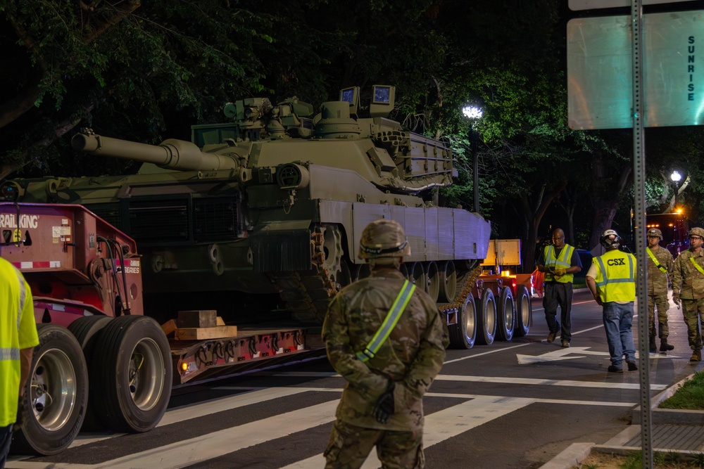 U.S. Army vehicles staged at the West Potomac Park Waterfront