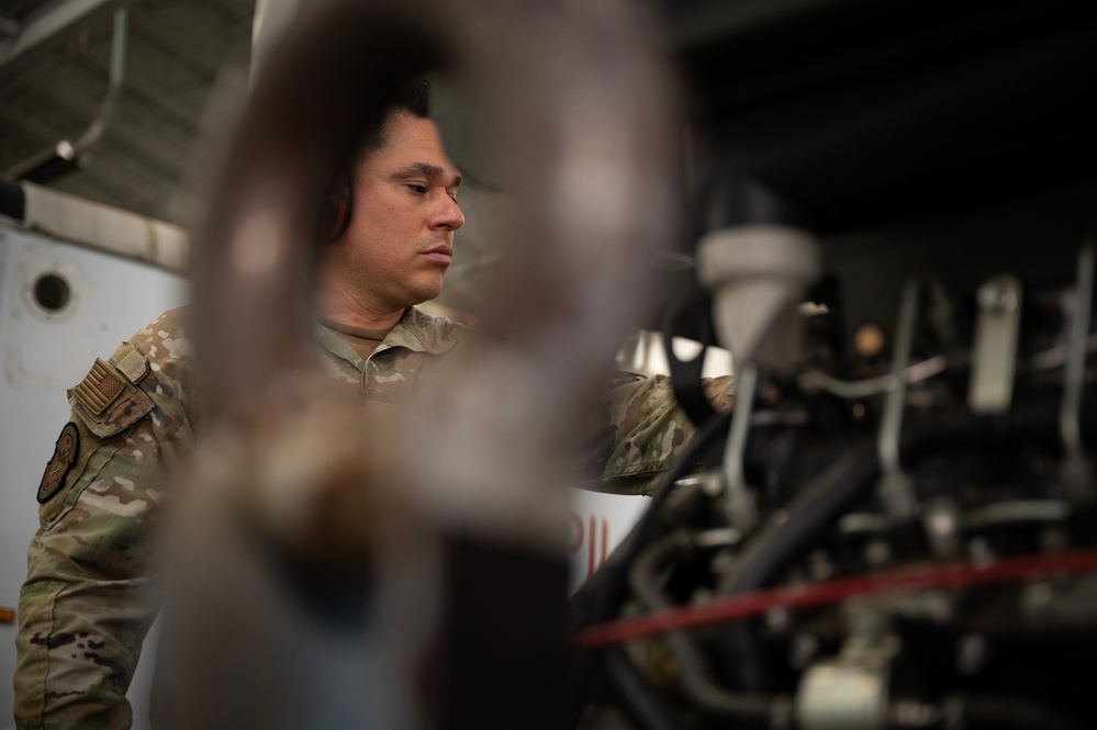 Photo of 116th Maintenance Squadron member performing operations checks