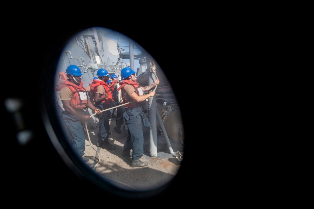 USS Sterett conducts operations in the U.S. Central Command area of responsibility as part of the Carl Vinson Carrier Strike Group