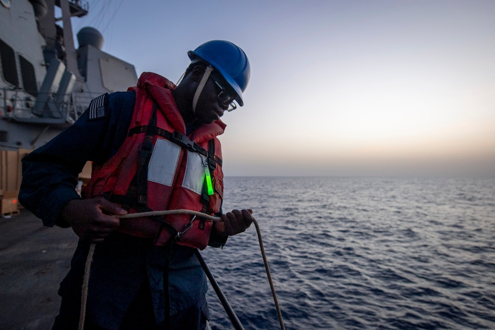 USS Sterett conducts operations in the U.S. Central Command area of responsibility as part of the Carl Vinson Carrier Strike Group