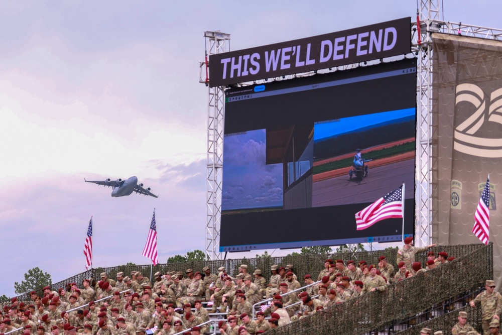 Aircraft fly over Army 250 Fort Bragg