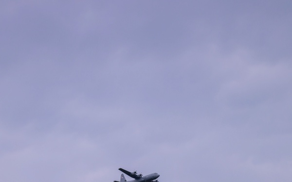 Aircraft fly over Army 250 Fort Bragg