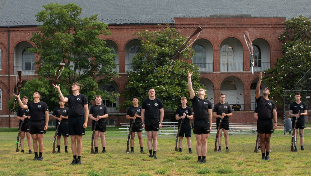 U.S. Army Drill Team rehearses drill movements in preparation for the Army 250th Birthday