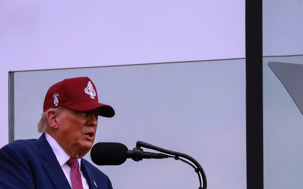 President Donald J. Trump delivers a speech at Fort Bragg
