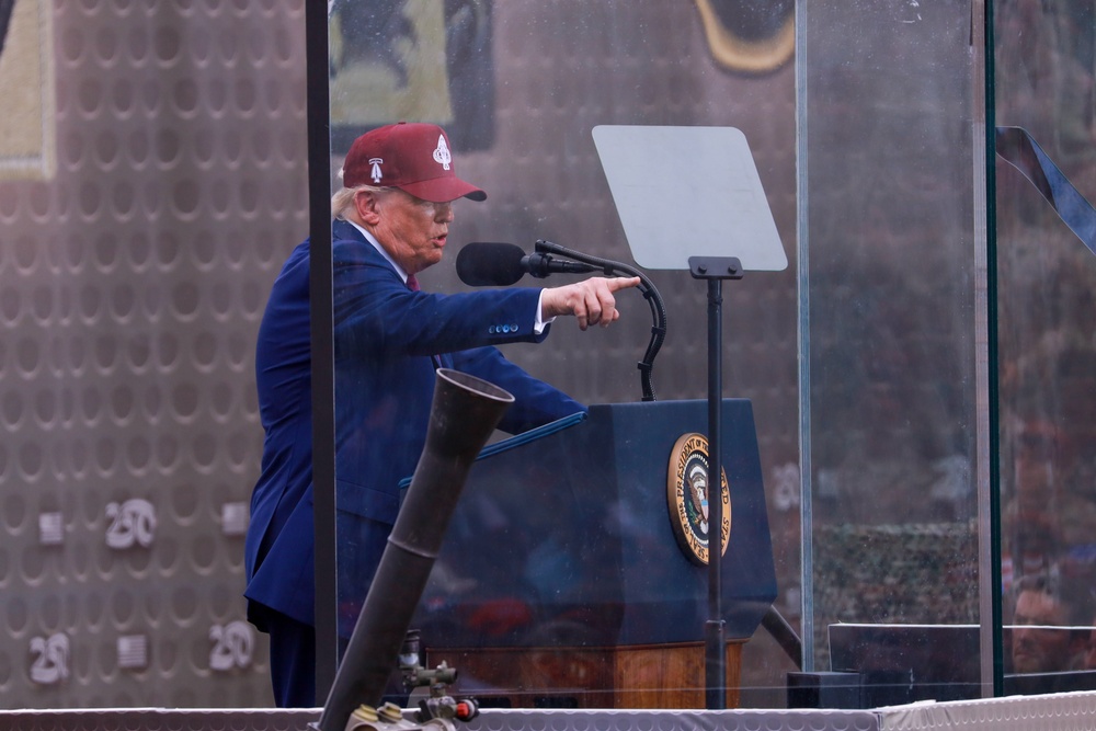 President Donald J. Trump delivers a speech at Fort Bragg