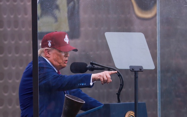 President Donald J. Trump delivers a speech at Fort Bragg