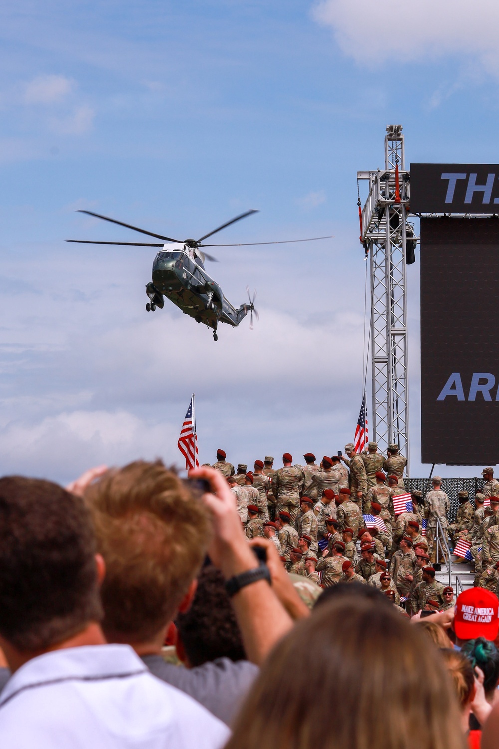 Marine One lands at Pike Field