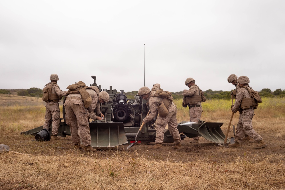 November Battery Marines conduct emplacement drills during Regimental FIREX