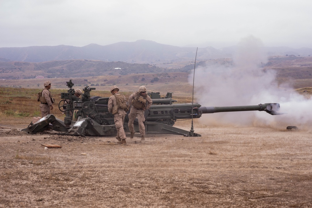 November Battery Marines conduct M777 Howitzer live fire training