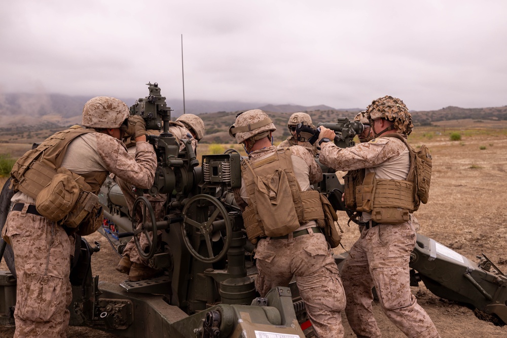 November Battery Marines conduct M777 Howitzer live fire training