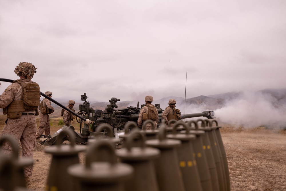 November Battery Marines conduct M777 Howitzer live fire training