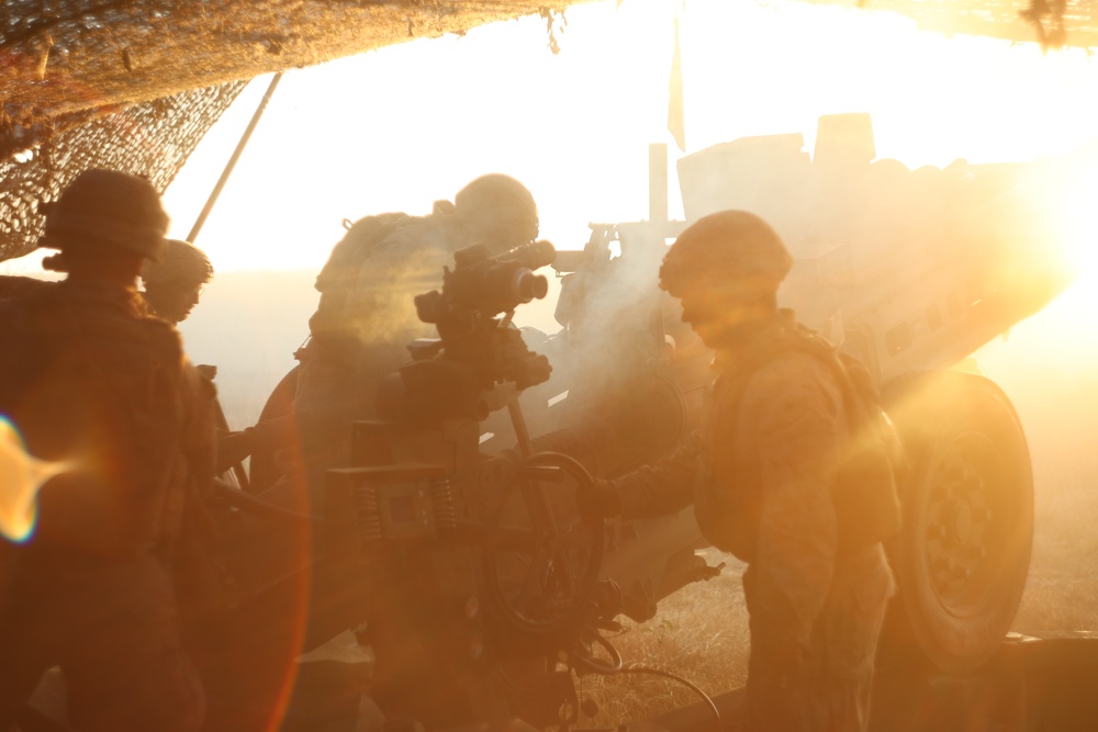 November Battery Marines conduct M777 Howitzer live fire training