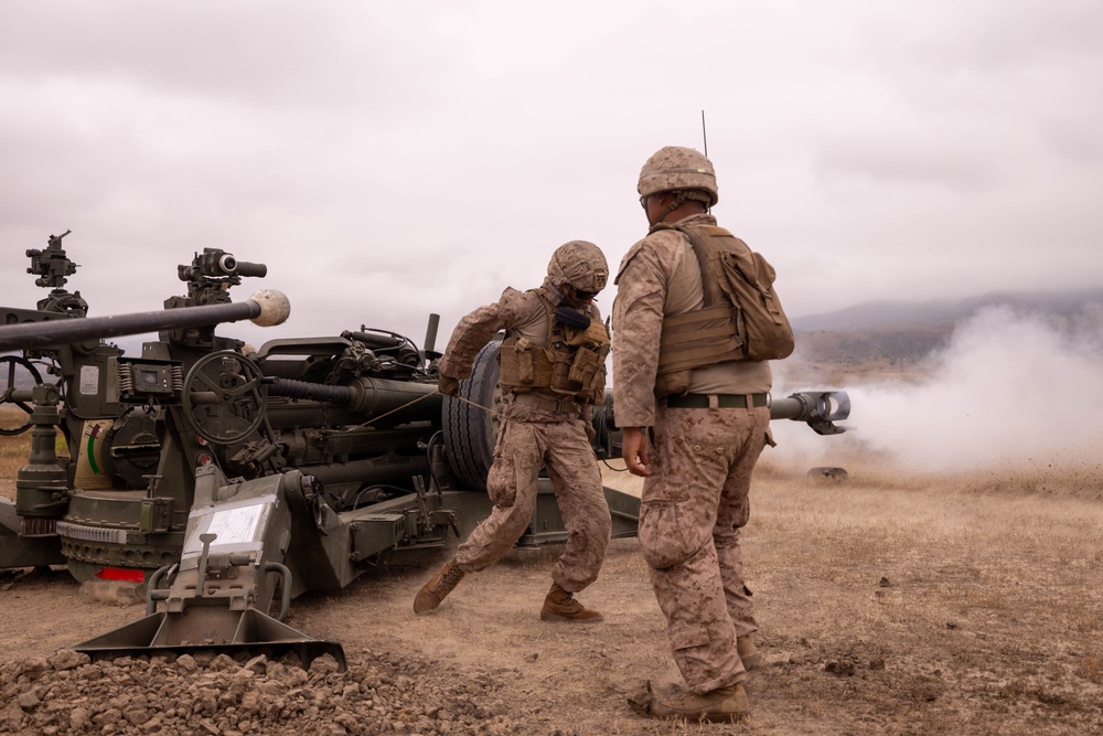 November Battery Marines conduct M777 Howitzer live fire training