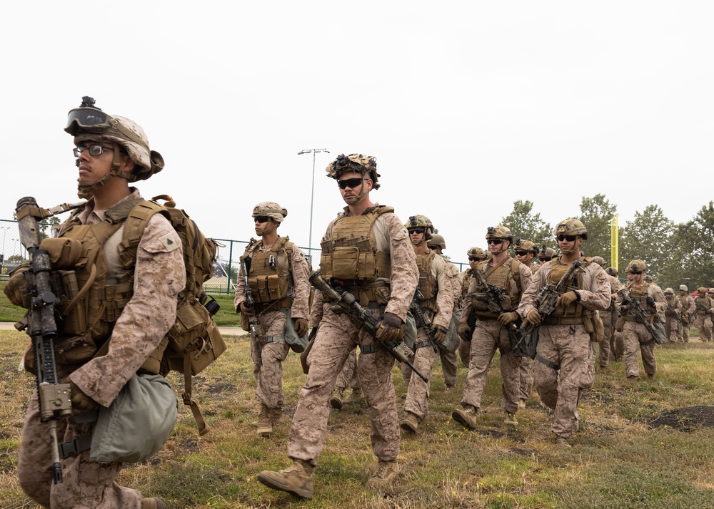 U.S. Marines attached to Task Force 51 gather for formation