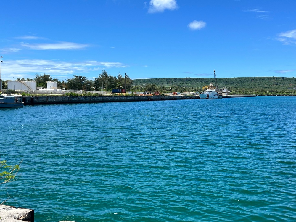 Responders assess Tinian Harbor following clean up of water oil spill