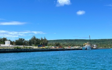Responders assess Tinian Harbor following clean up of water oil spill