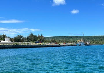 Responders assess Tinian Harbor following clean up of water oil spill