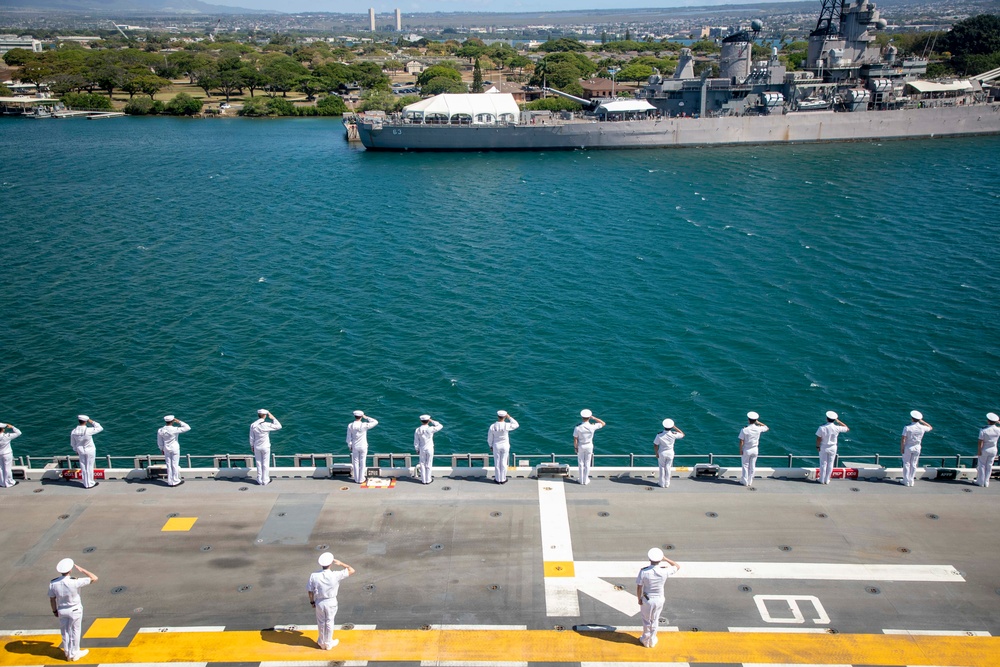 Manning the Rails Aboard USS Tripoli