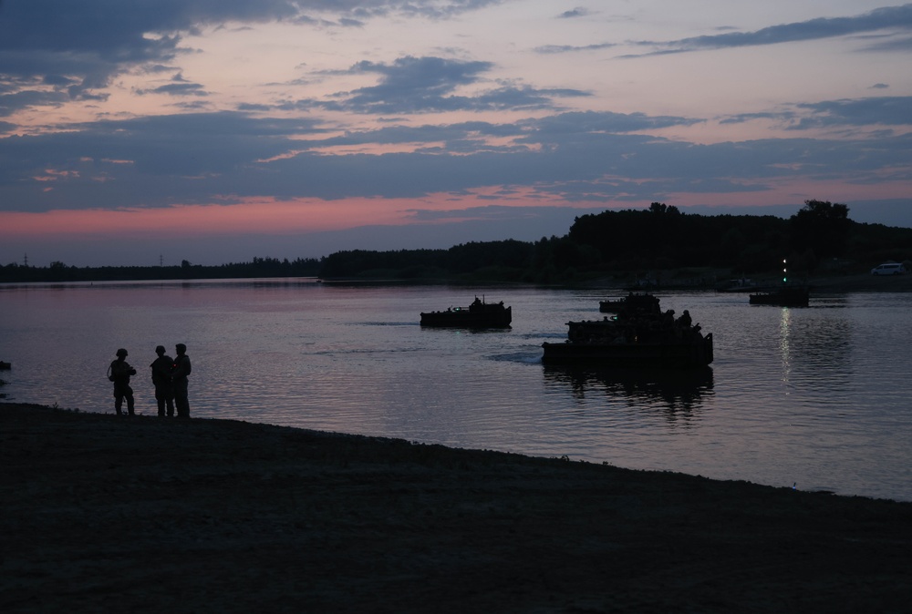 U.S. Soldiers Conduct Limited Visibility Wet Gap Crossing during Saber Guardian 25