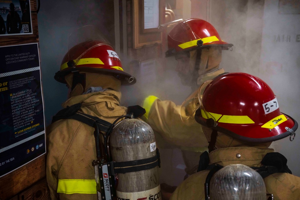 Nimitz Sailors Conduct Damage Control Drill