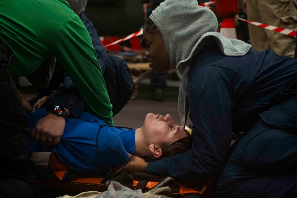 Nimitz Sailors Conduct Damage Control Drill