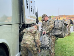 New York Army National Guard Soldiers heading for Army 250 parade in Washington