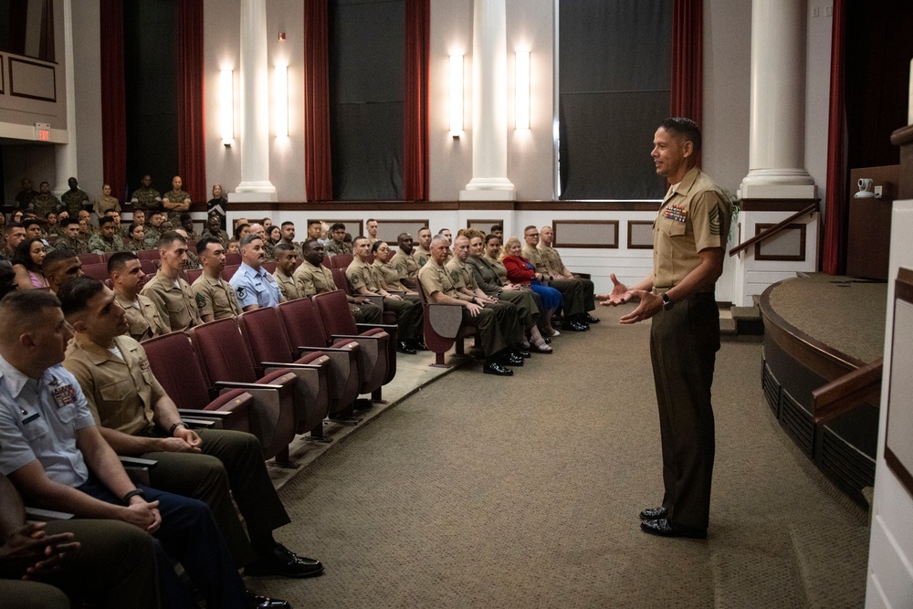 SMMC Ruiz speaks at pilot SNCO Leadership School graduation