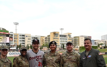 117ARW throws first pitch at Bham Baron's Game