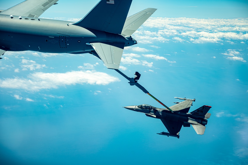 Travis AFB sends KC-46 across the Pacific to train with Misawa F-16s