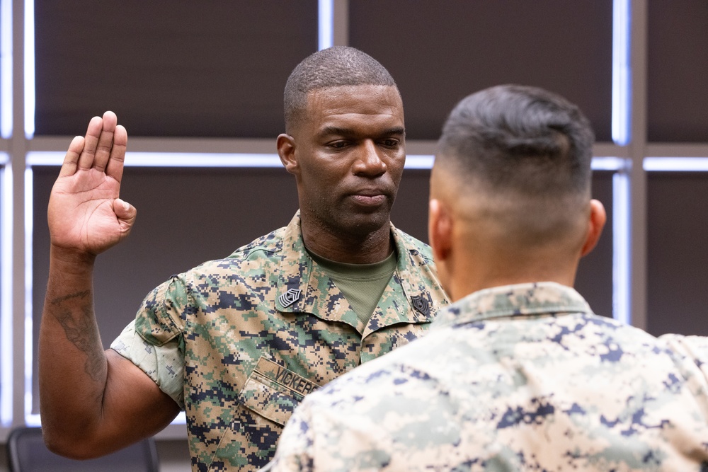 Master Gunnery Sgt. Vickers and Cpl. Vickers Promotion Ceremony