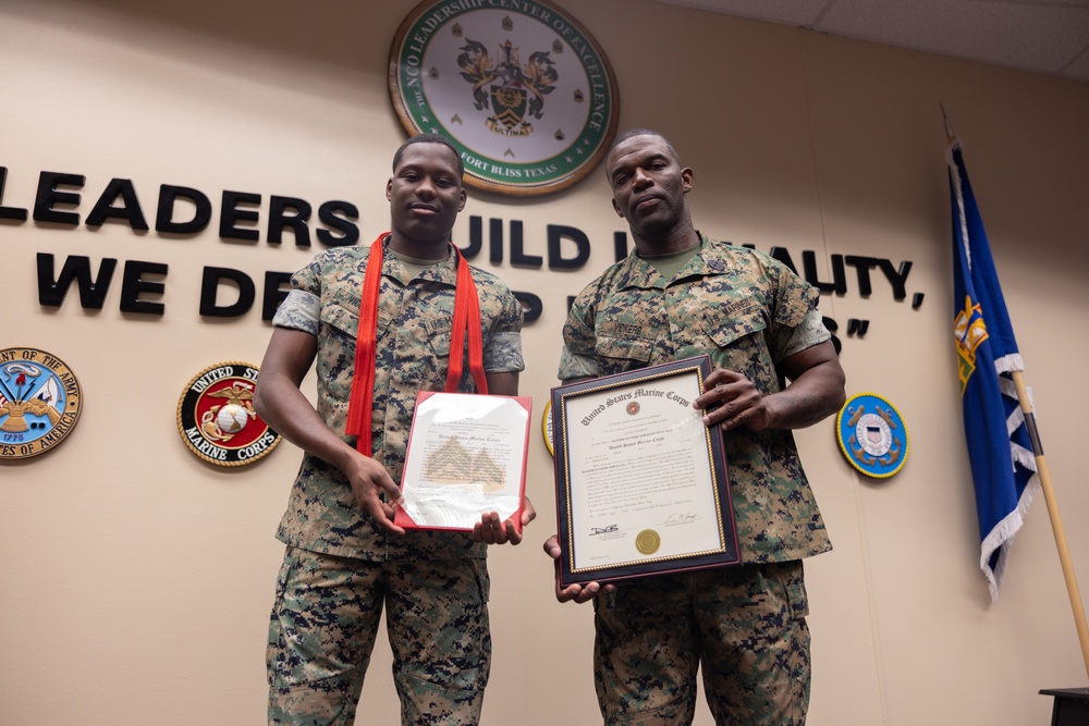 Master Gunnery Sgt. Vickers and Cpl. Vickers Promotion Ceremony