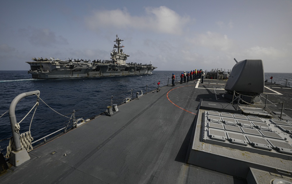 USS Milius conducts operations in the U.S. Central Command area of responsibility as part of the Carl Vinson Carrier Strike Group