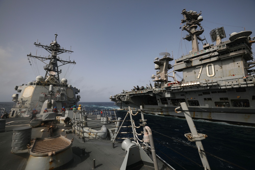 USS Milius conducts operations in the U.S. Central Command area of responsibility as part of the Carl Vinson Carrier Strike Group