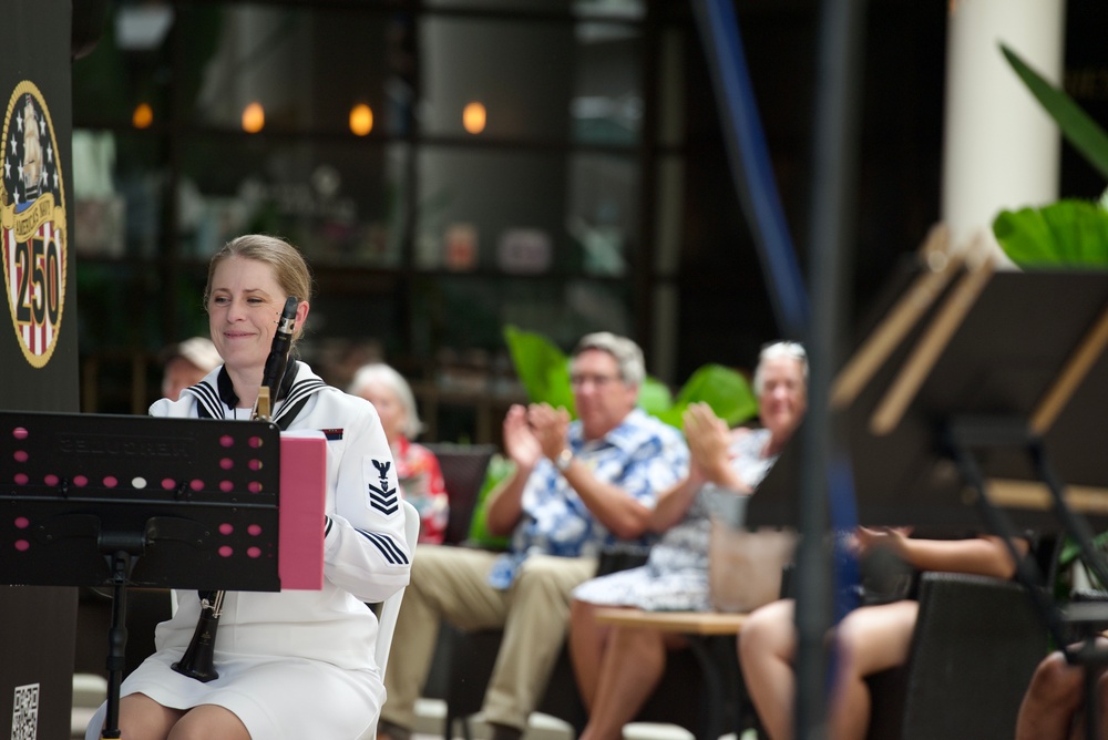 Audience Applauds U.S. Pacific Fleet Band Woodwind Quintet Unit Leader