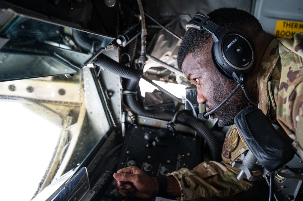 KC-135 Stratotanker refueling in action during Weapons School Integration