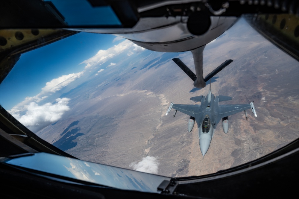 KC-135 Stratotanker refueling in action during Weapons School Integration