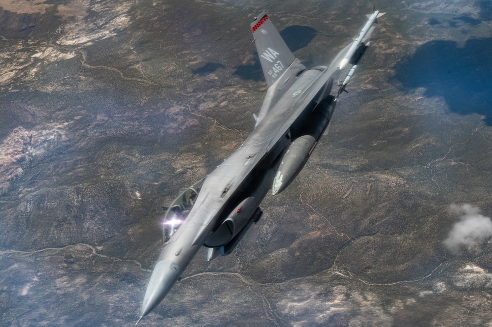 KC-135 Stratotanker refueling in action during Weapons School Integration