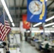 American flag posted near a fabrication line
